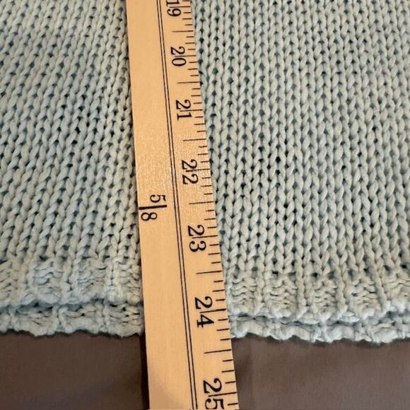 J. Jill Open Knit Light Aqua Cotton Sweater Round Neck Stretch Size Medium - Picture 7 of 8